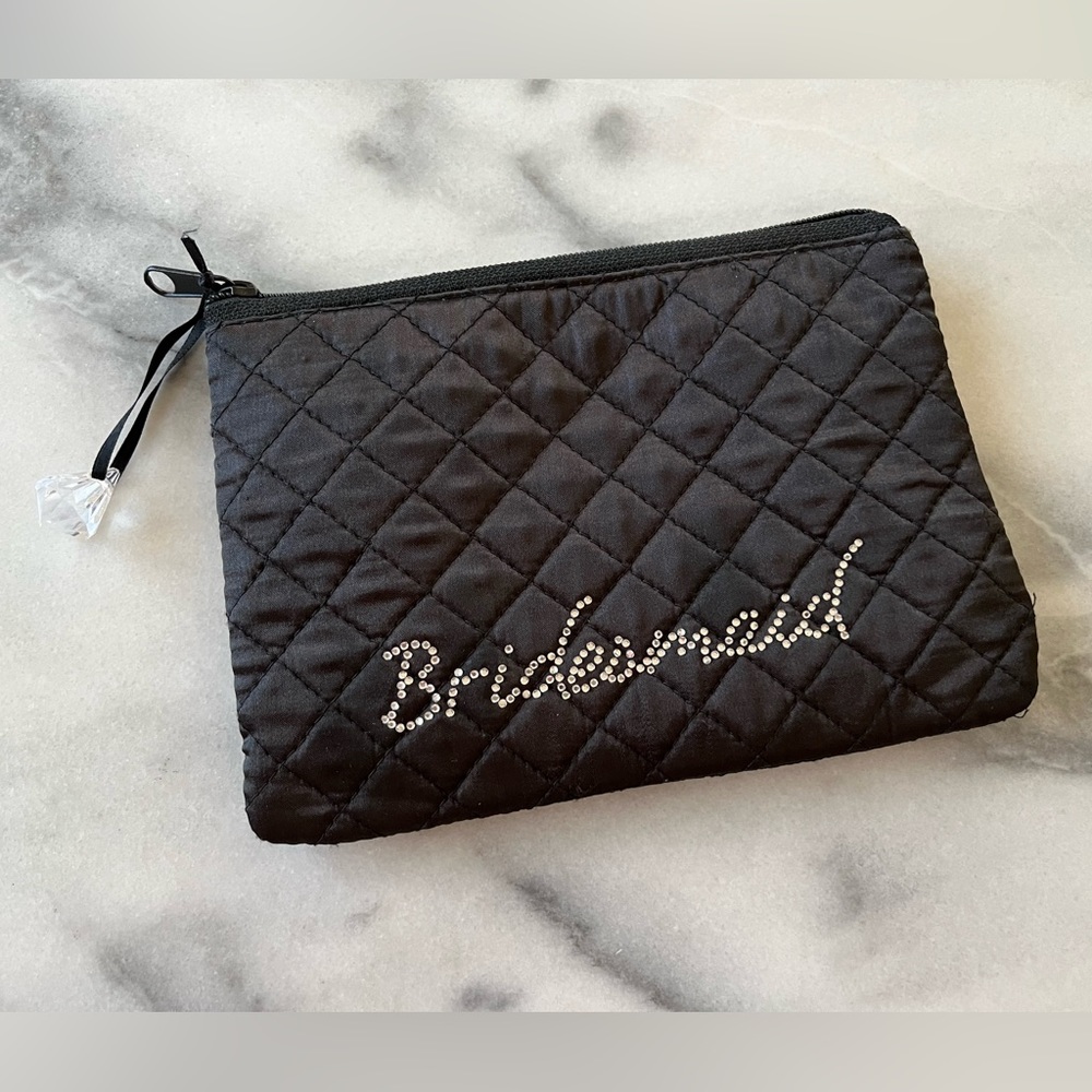 Black Bridesmaid Zippered Pouch